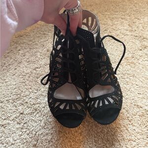 Betsey Johnson Black Lace-Up Women's Heels